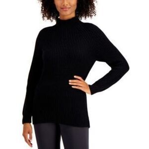 Style & Co Petite Cotton Funnel-Neck Sweater Deep Black PS